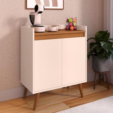 Imagem de Armário Aparador Cantinho Do Café 2 Portas Com Prateleira Retrô (Off White/Freijó)