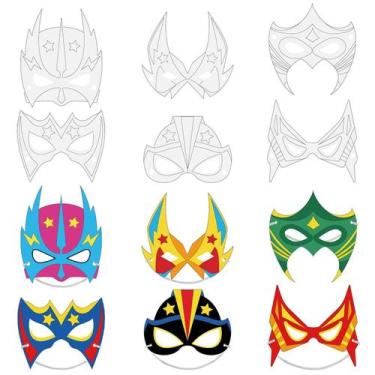Imagem de Kit de artesanato Sosation Color Your Own Hero Masks DIY Paper Kids
