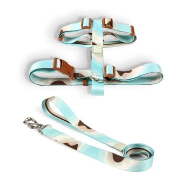 Imagem de Coleira Peitoral H e Guia para Cachorro Fita Premium 100% Poliéster Fecho Resistente(Swell,M)