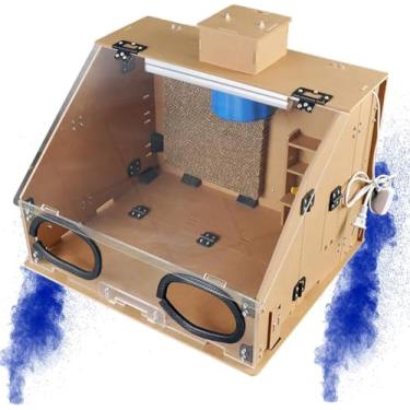 Imagem de Kit De Cabine De Pulverização Airbrush Com Luzes Led E Exaustor - Conjunto De Cabine De Pintura Portátil Com Aquecedor Ajustável, Wood, 70x47x40cm