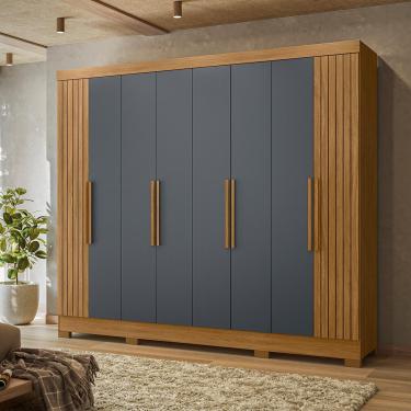 Imagem de Guarda-Roupa Grande de Casal 236x212cm Diplomata Moval Cor:Freijó/Cinza