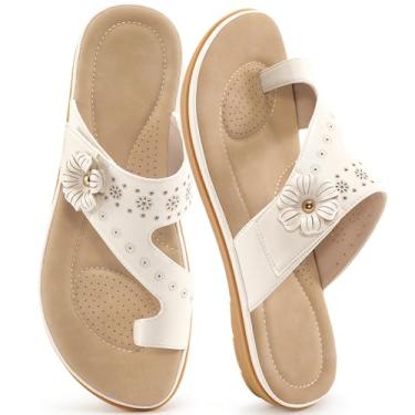 Imagem de Decould sylf Sandálias de verão para mulheres 2025: Sapatilhas confortáveis ortopédicas ajustáveis para caminhada sapatos femininos para praia ao ar livre, Bege, 35