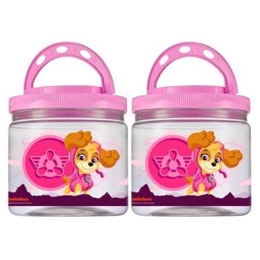 Imagem de 2 Pote Infantil Plástico Lancheira Com Alça Patrulha Canina - Bandeira