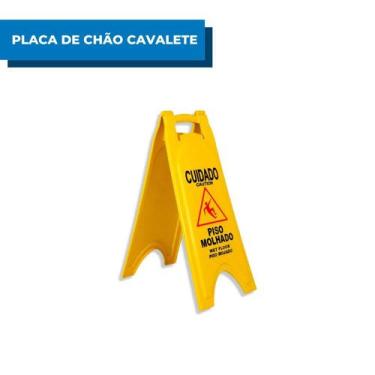 Imagem de Placa De Chão JSN Cavalete De Sinalização Amarelo Cuidado Piso Chão Mo