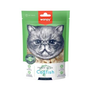 Imagem de Petisco para gato Wanpy freeze dried Bacalhau 20g 100% Natural Rico em Proteínas