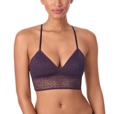 Imagem de DKNY Sutiã feminino moderno de renda nadador longline, spray de surf, GG, Nightshade, P