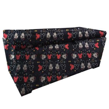 Imagem de Bau puff 80 organizador porta treco brinquedos sapatos infantil multiuso Mickey Mouse