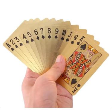Imagem de Baralho Premium Gold 24k Truco Poker Cartas Douradas Super Resistente 