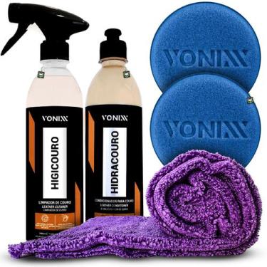Imagem de Kit Limpa Hidrata Couro Higicouro 500ml Hidracouro 500ml Aplicador Toa
