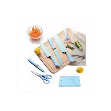 Imagem de Conjunto de facas de cozinha Premium Blue, 6 peças de aço inoxidável -