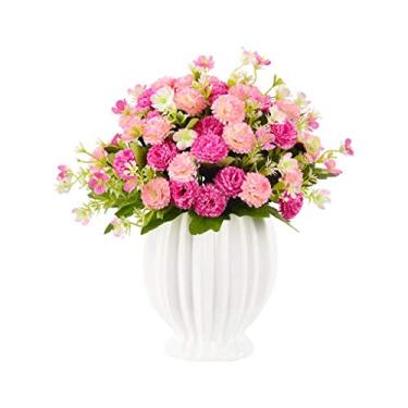 Imagem de Flores artificiais em vaso flores artificiais toque real lírio girassol buquê artificial adequado para festa de casamento, casa, escritório, decoração de casa, faça você mesmo, arranjo de flores de