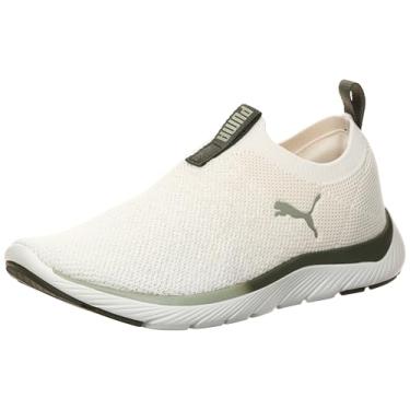Imagem de PUMA Tênis de corrida de estrada Softride Remi Slip-on Knit WN's feminino, Branco quente Dark Loden Lux Army, 37.5 EU