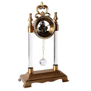 Imagem de Relógio de manto de madeira, mesa decorativa silenciosa, metal, latão, relógios de mesa, decoração de casa, decoração retrô, ornamentos nórdicos, design criativo, presentes