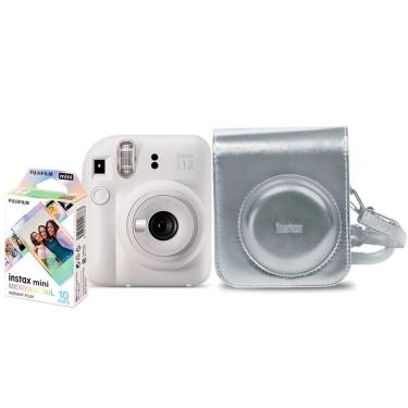 Imagem de Kit câmera Instantânea Fujifilm instax mini 12 BRANCO MARFIM + bolsa + filme Mermaid Tail com 10 fotos