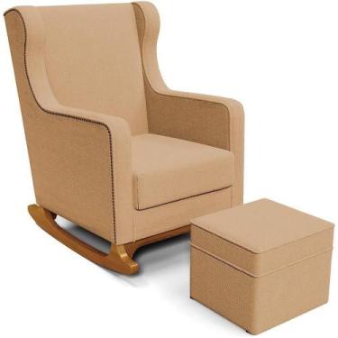 Imagem de Poltrona De Amamentação Com Balanço E Puff Mavie L02 Bouclê Mostarda -