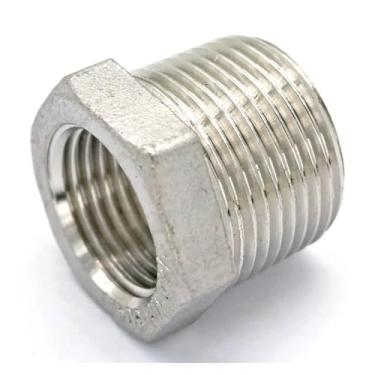 Imagem de DWBPGVUN Redutor de aço inoxidável 304 rosca macho BSP de 1/5.1 cm para rosca fêmea BSP de 1/10.2 cm Adaptador de bucha redutora de rosca Gás Ar Água Combustível