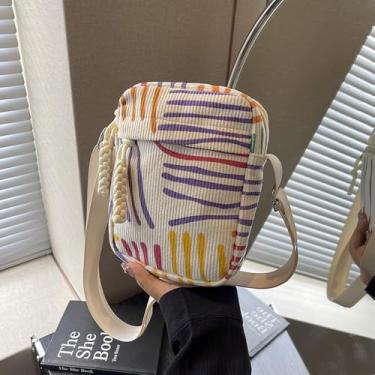 Imagem de Linda bolsa de veludo cotelê, pequena bolsa de ombro transversal para mulheres, bolsa carteiro estética, bolsa compacta para uso diário para telefone, Morangos