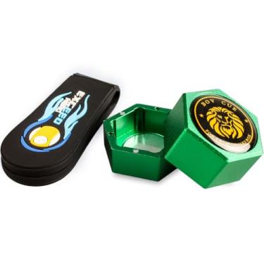 Imagem de YEUEK Suporte de giz magnético hexagonal TAOM, suporte de giz portátil para taco de sinuca para giz de predador, suporte de giz silencioso para bilhar de bilhar, estojo de giz para tacos de sinuca