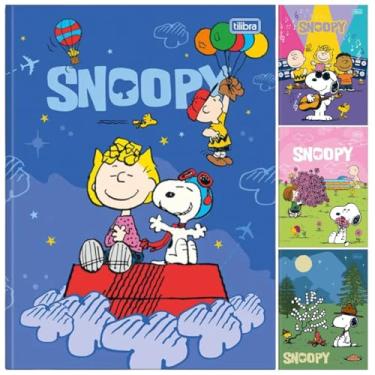 Imagem de Kit C/ 4 Caderno Snoopy TILIBRA Universitário BROCHURA - 80 Folhas