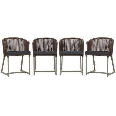 Imagem de 4 Cadeiras De Jantar Noronha Fendi Corda Náutica E11 Trama Marrom