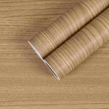 Imagem de CHIHUT Papel de contato de grão de madeira leve de 30,5 x 254 cm para portas de armários papel de parede de madeira rústica texturizado papel de parede de madeira para bancadas papel de parede