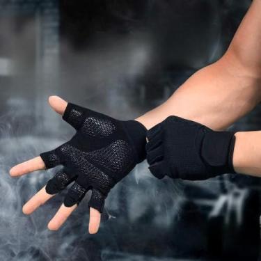 Imagem de Luvas de treino, luvas de treino com suporte de envoltório de pulso para homens e mulheres, luvas de exercício para levantamento de peso, treinamento, academia, treinamento, flexões - pretas