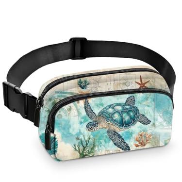 Imagem de Pochete feminina com alça ajustável para esportes, corrida, caminhada, acampamento, ciclismo, Tartaruga marinha, Casual moderno
