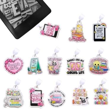 Imagem de Vozekrod 12 peças de pingentes para leitor eletrônico – Acessórios de plugue de poeira tipo C para Kindle e Tablets, protetores de porta de acrílico fofos, presente para amantes de livros, estudantes