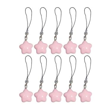 Imagem de Yjcnelcr Amuleto de telefone Fat Star, pingente de chaveiro de plástico rosa, acessório de joias da moda, decoração de pendurar para bolsas, estilo clássico feminino, 10 peças,