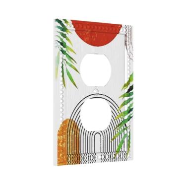 Imagem de Mid Century Boho Abstrato Sol 1 Gang Outlet Covers Receptáculo Duplex Placa de Parede Decorativa Placa Frontal Elétrica para Decoração de Quarto Country