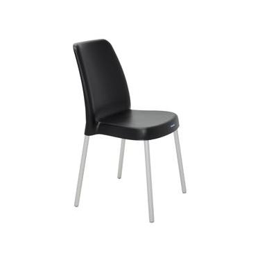 Imagem de Cadeira Tramontina Vanda Preta em Polipropileno com Pernas de Alumínio