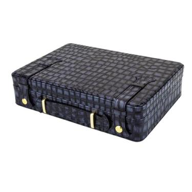 Imagem de Estojo de viagem para charutos, caixa de charutos portátil com forro de madeira de cedro, couro bovino, estampa de crocodilo vintage, comporta até 18 charutos C