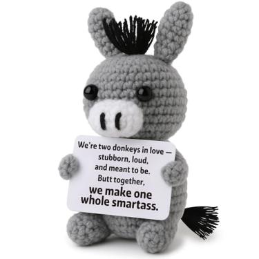 Imagem de Frabaca Funny Small Donkey in Love Plush – Relationship Gift for Her Him Wife Husband Girlfriend Boyfriend – Crochet Decor for Couples, Anniversary, Wedding, Valentine’s, Christmas White Elephant