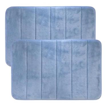 Imagem de Kit 2 Tapetes de Banheiro Antiderrapante Super Absorvente | Tapete Para Box e Lavabo | Emborrachado Macio | Secagem Rápida - LAUZANE SHOP (Azul Claro)