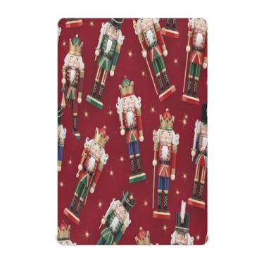 Imagem de Qilmy Lençóis de berço de bebê com estampa de quebra-nozes, macio, respirável e elástico, lençol com elástico para meninos e meninas, miniberço, 132 x 71 cm, capa de colchão infantil portátil