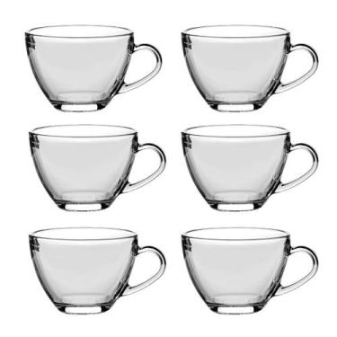 Imagem de Jogo Conjunto de 6 Xícaras Copo Café Vidro Grosso 250ml Com Alça - Ing
