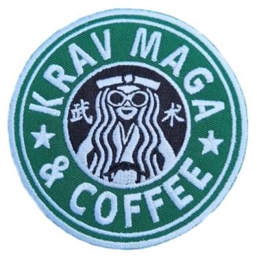 Imagem de Krav MAGA e emblema de café (7,6 cm) bordado com ferro ou costurado, emblema engraçado de artes marciais, perfeito para jaquetas, quimonos, chapéus, mochilas, camisas, bonés, bagagens, adesivos de