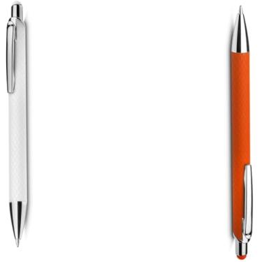 Imagem de Caneta Esferográfica Retrátil com Grip, Escrita Azul, Plástico, Kit com 1 e 2 Unidades (Laranja e Vermelho 2)