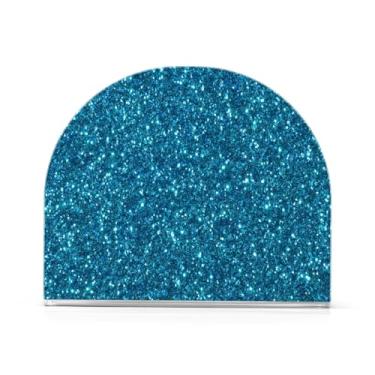 Imagem de Porta-guardanapos com glitter azul turquesa para mesa de cozinha, porta-guardanapos com peso, pacote com 2, porta-guardanapos para mesas