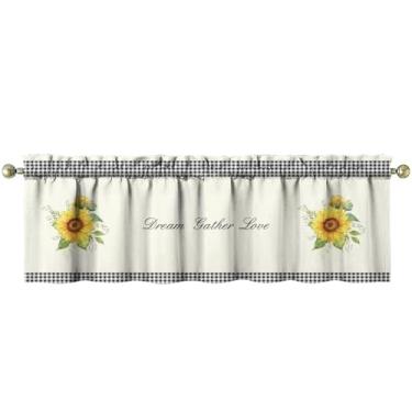 Imagem de Tapesb Girassol saia de cozinha engraçada pequena cortina de janela sobre a pia decoração essencial adequado para cozinha, quarto, lavanderia, 45 x 137 cm