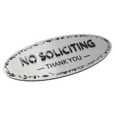 Imagem de Miseyo Placa de aço inoxidável sem solicitação para casa/escritório, 17,8 cm x 7,6 cm, autoadesiva, sem soilicação, sinal de agradecimento