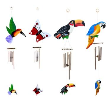 Imagem de Kit 4 Bichos Sino Dos Ventos Decoração Metal - Carrilhão Decorativo para Varanda/Jardim, Design Temático Animal, Sons Suaves e Resistente ao Ar Livre, Ideal Presente e Decoração Casa