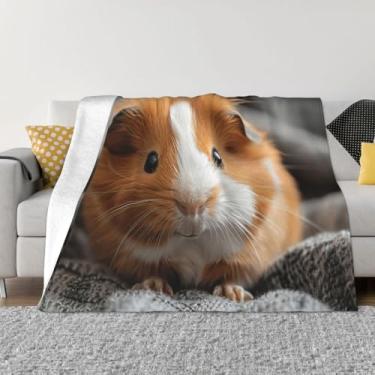 Imagem de Cobertor de viagem macio e divertido com estampa de porquinho-da-índia, cobertor de sofá e cama, adequado para sofás e camas.