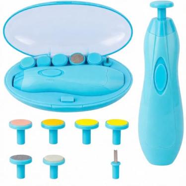 Imagem de Cortador Elétrico Aparador Lixa Unha Bebê Recém-Nascido | Silencioso e Suave | Livre de BPA e Não Tóxico | Kit Completo com Estojo para Viagem | Cuidado Seguro – Azul