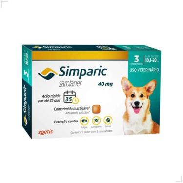 Imagem de Simparic 40 Mg Antipulgas Cães 10 A 20 Kg 3 Comp Zoetis Antipulgas e C