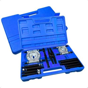 Imagem de Kit Saca Rolamento Automotivo 12 Peças Extrator Universal 30 a 75mm Alternador Câmbio Cubo Roda Aço Forjado Cromado Maleta Profissional Oficina Mecânica