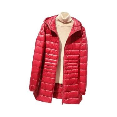 Imagem de Casaco Feminino Longo E Quente De Plumas, Jaqueta Leve Com Bolsa De Ar