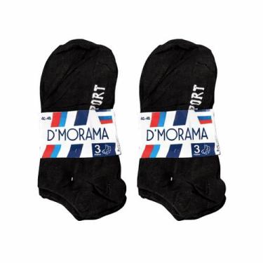 Imagem de Kit 6 Pares Meia Preta Poliéster Elastano Soquete Cano Curto Adulto Mo