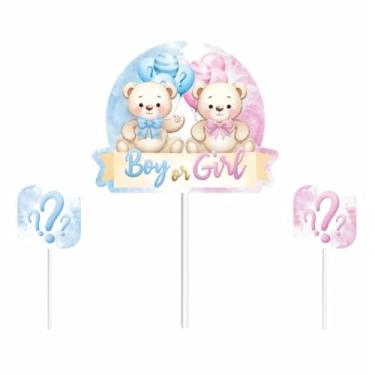 Imagem de KIT TOPPER PARA BOLO CHA REVELACAO ROSA E AZUL