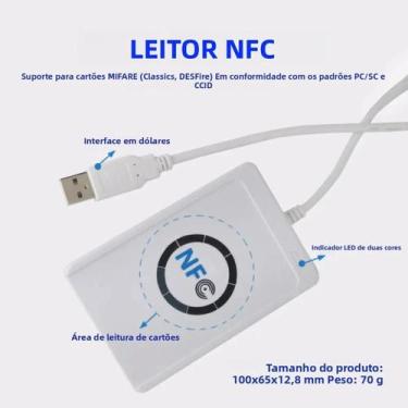 Imagem de Leitor E Gravador De Cartões Inteligentes RFID IC 13.56MHz ACR122U NFC